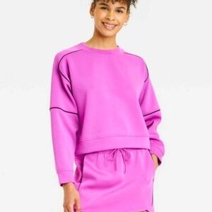 Women's Airy Sleek Crewneck Sweatshirt - All in Motion™ Dark Violet M